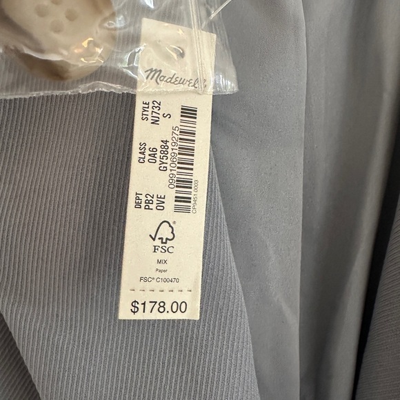 NWT Madewell Larsen Blazer in Drapeweave “Overcast” in size S - Picture 2 of 16